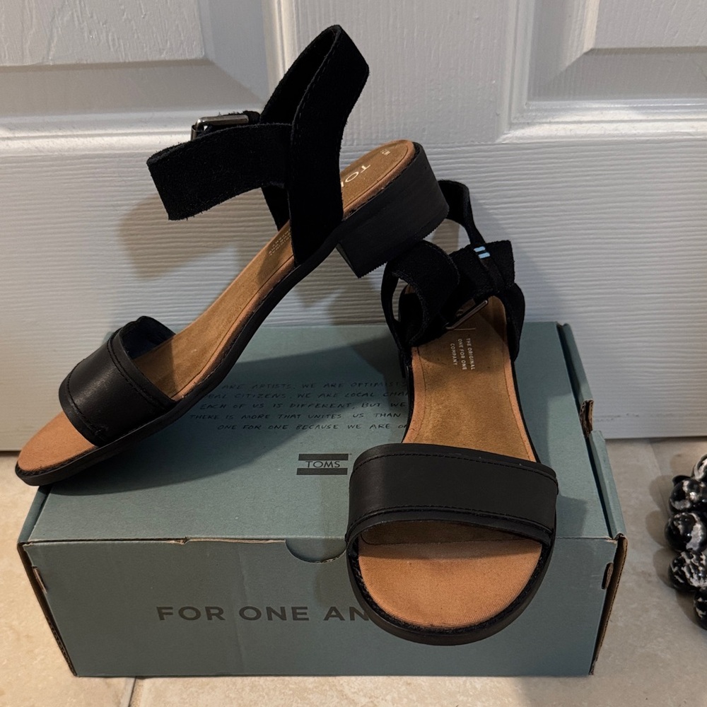 Toms Black Strappy Sandals